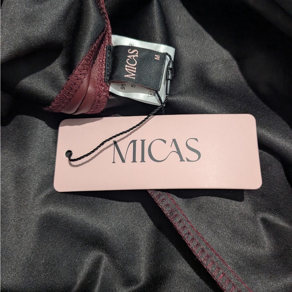 Micas Faux Leather V-neck Ruched Maxi Dress - Picture 11 of 14